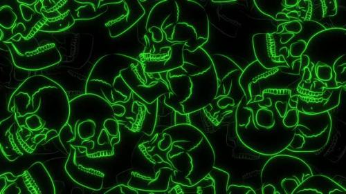 Videohive - Illustrated Neon Green Skulls - 47910067 - 47910067