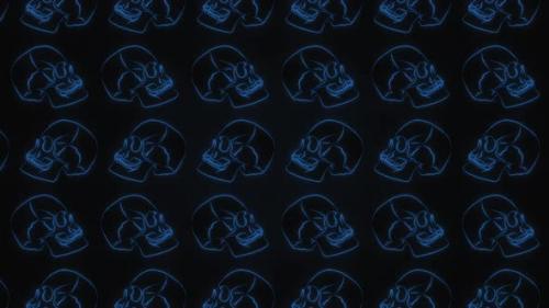 Videohive - 2 D Skulls Blue Motion Pattern - 47910073 - 47910073