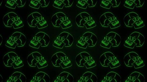 Videohive - 2 D Skulls Green Motion Pattern - 47910076 - 47910076