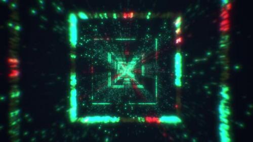 Videohive - Futuristic Tunnel with Neon Lights Beautiful Abstract Square Tunnel with Light Lines Moving Fast - 47910824 - 47910824