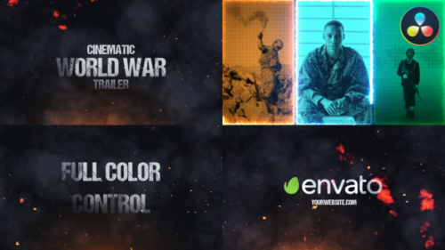 Videohive - Cinematic World War Trailer for DaVinci Resolve - 47744195 - 47744195