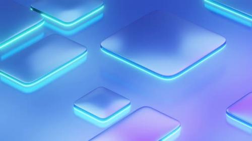 Videohive - 3d Geometric with neon light background - 47959971 - 47959971
