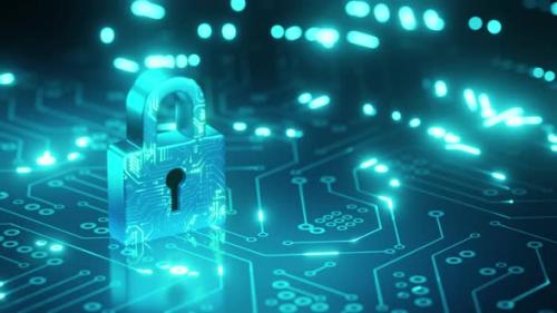 Videohive - padlock security network on circuit board. - 47959972 - 47959972