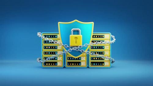 Videohive - Shield with chain Security data server minimal concept. - 47959974 - 47959974