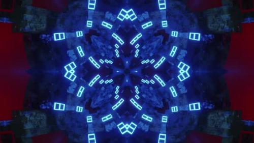 Videohive - Blue and black abstract design with red background and blue and white design. Kaleidoscope VJ loop - 47960164 - 47960164