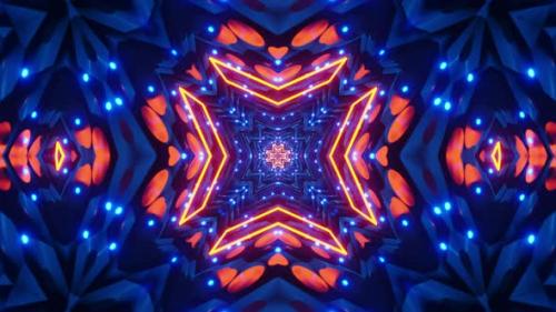 Videohive - Star shaped object with blue background and red and blue star. Kaleidoscope VJ loop - 47960165 - 47960165