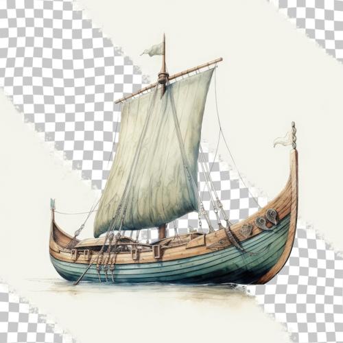 Premium PSD | Viking ship alone on transparent background Premium PSD