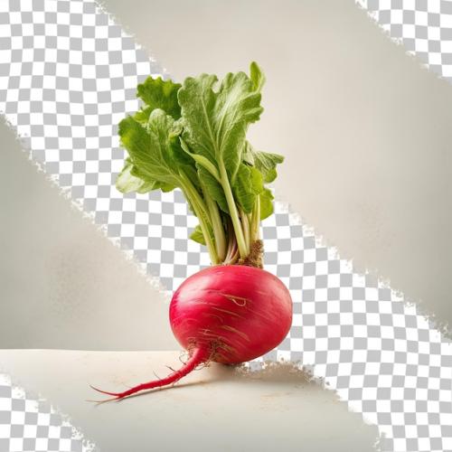 Premium PSD | A red radish with a white background and a picture of a radish on the top. Premium PSD