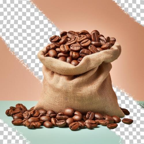 Premium PSD | Coffee beans roasted isolated on transparent background jute sack Premium PSD