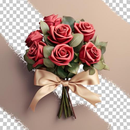 Premium PSD | A bouquet of roses with a ribbon tied around the neck. Premium PSD