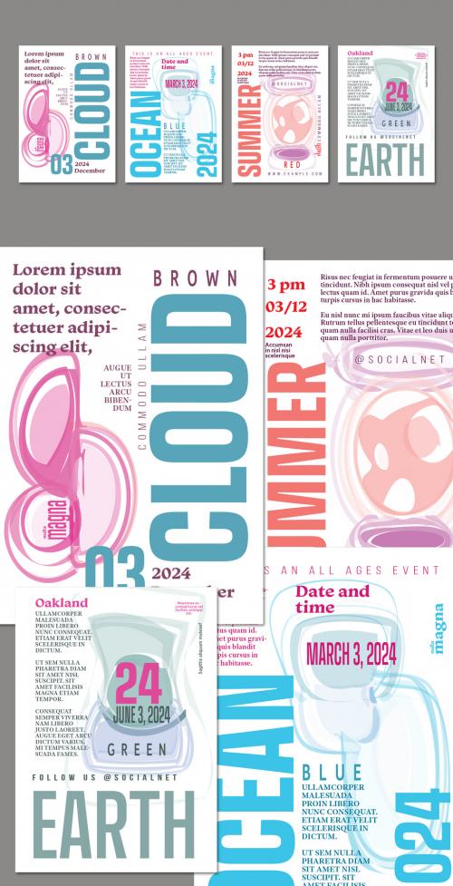 A4 Flyer Art Event Layout with Abstract Watery Shape and Typography Overlay 640476902