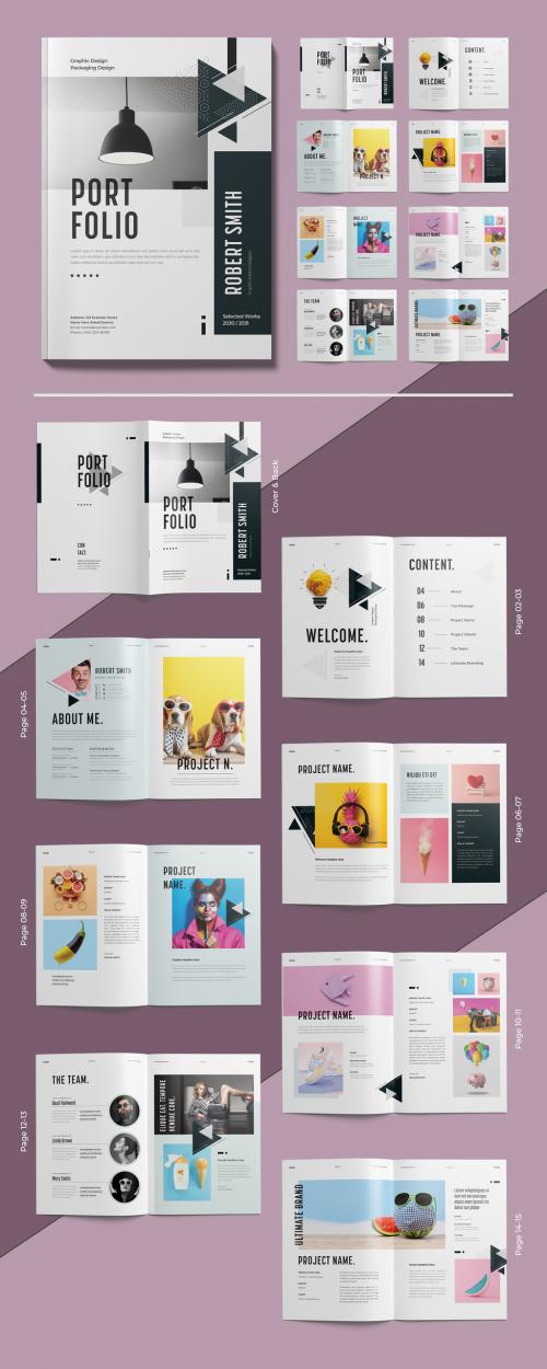 InDesign Portfolio Brochure Template With 16 Pages Minimal Layout 640005317