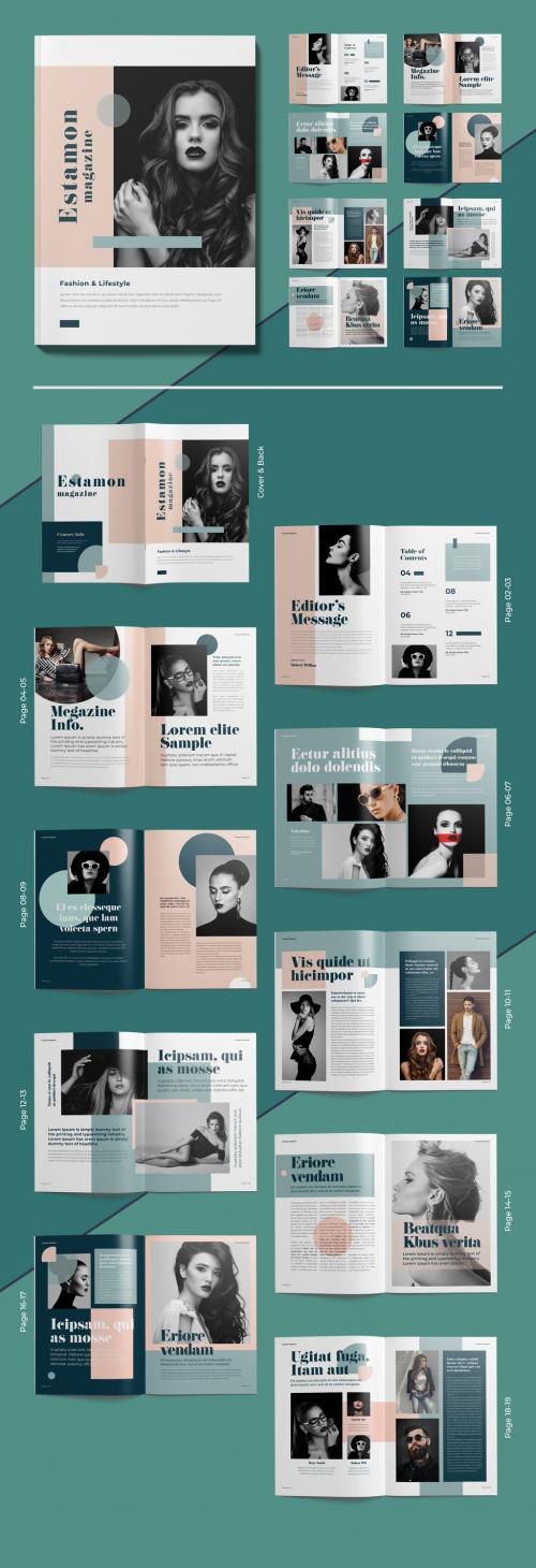 InDesign Modern Magazine Template With 20 Pages Multicolored Accents 640005306