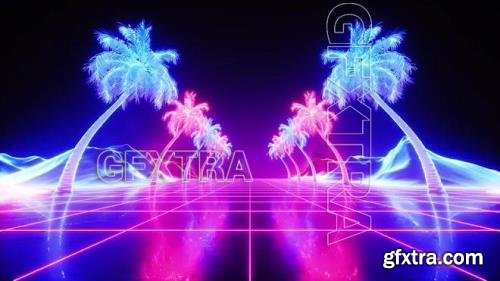 Neon Glowing Palms Synthwave Loop 1602200