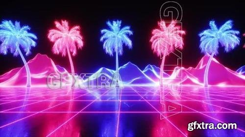 Neon Glowing Palms Synthwave Loop 1587226