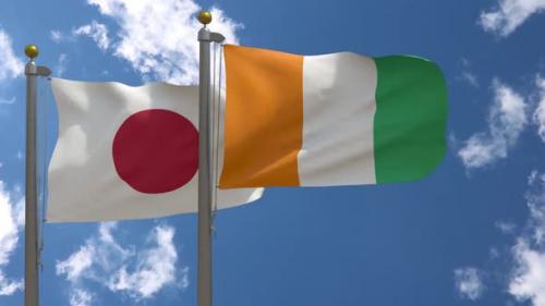 Videohive - Japan Flag Vs Ivory Coast Flag On Flagpole - 47962459 - 47962459