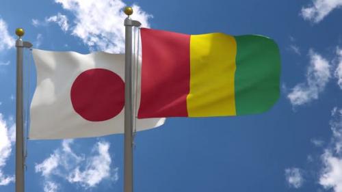 Videohive - Japan Flag Vs Guinea Flag On Flagpole - 47962460 - 47962460