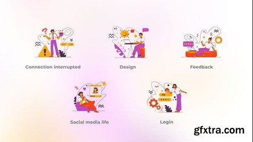 Videohive Social Media Life - Flat Concepts Orange Purple Cloud Accent 48016849