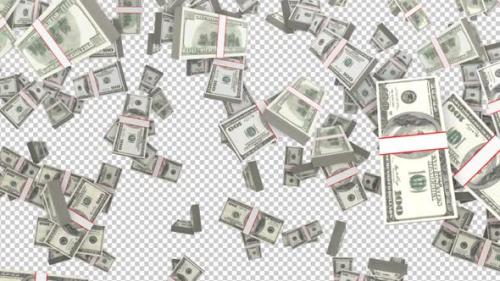 Videohive - Falling 100 Dollars Banknote Currenc,, with Alpha Channel, Loop - 47963337 - 47963337