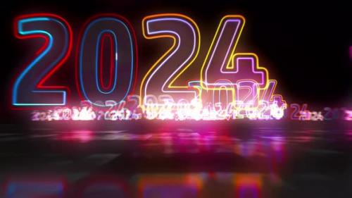 Videohive - 2024 year abstract cyberspace loop animation - 47964016 - 47964016