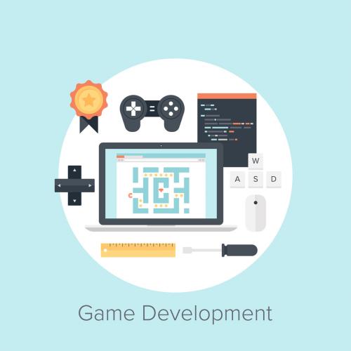 Abstract flat vector illustration of game development concepts. Design elements for mobile and web applications. 640400121
