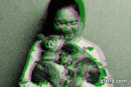 Glitch Halftone Photo Effect KHA8PB8