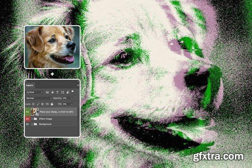 Glitch Halftone Photo Effect KHA8PB8