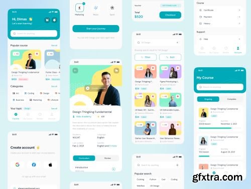 Secoola - Course Mobile Apps UI KIT Ui8.net