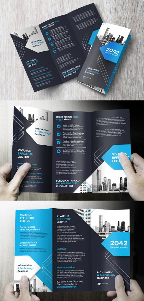 Blue Trifolds Brochure Layout 640119927