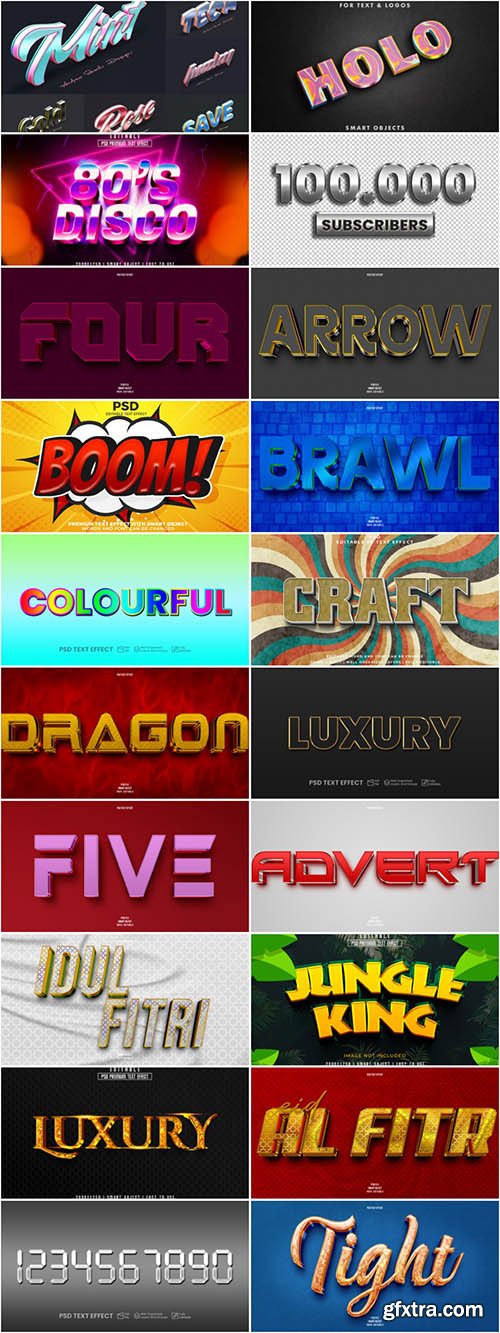 20 Psd style text effect editable set vol 7