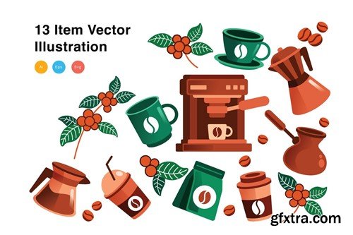 Coffee Elements Vector Illustration QMU58CZ