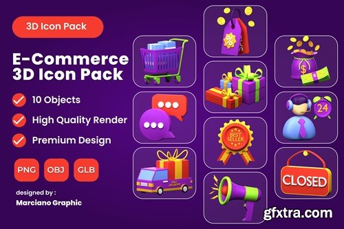 E-Commerce 3D Icon Pack XCGD8PW