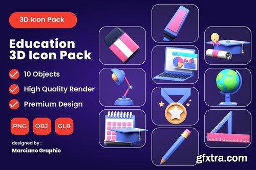 Education 3D Icon Pack NWMKLD3