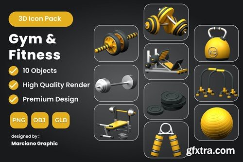 Fitness & Gym 3D Icon Pack XBVBDFH