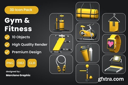 Fitness & Gym 3D Icon Pack 8LZ9Z2T