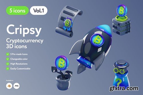 Cripsy - Cryptocurrency Dark 3D Icons Vol.1 42WTBC5