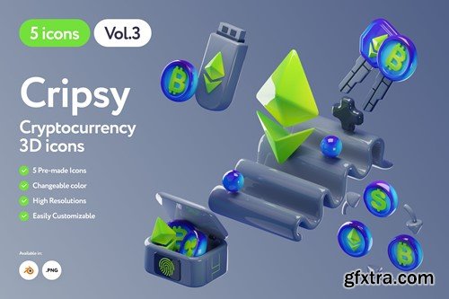 Cripsy - Cryptocurrency Dark 3D Icons Vol.3 MQL9XJB