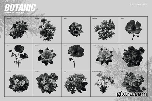 70 Botanic Dither Vector & PNG 5DBNREH