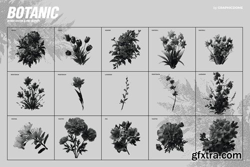 70 Botanic Dither Vector & PNG 5DBNREH