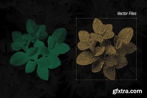 70 Botanic Dither Vector & PNG 5DBNREH