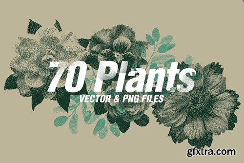 70 Botanic Dither Vector & PNG 5DBNREH