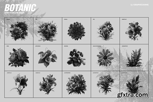 70 Botanic Dither Vector & PNG 5DBNREH