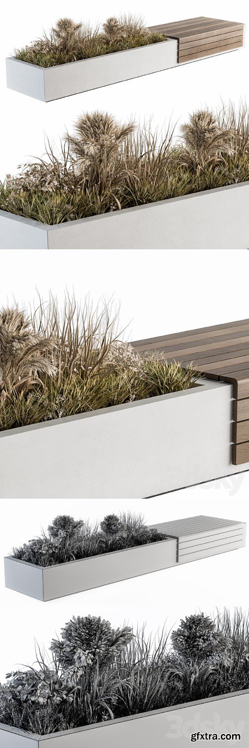 Urban Furniture / Architecture Bench with Plants 07