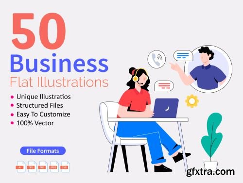 50 Business Illustrations Ui8.net