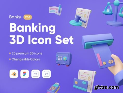 Banky - Banking 3D Icon Set Ui8.net