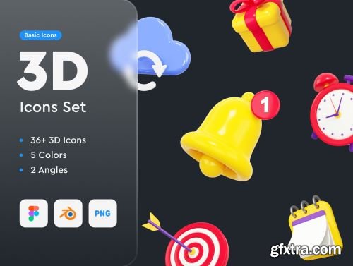 Basic 3D Icons Set Ui8.net