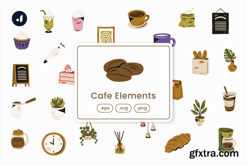 Cafe Elements Illustration W9TY5UG