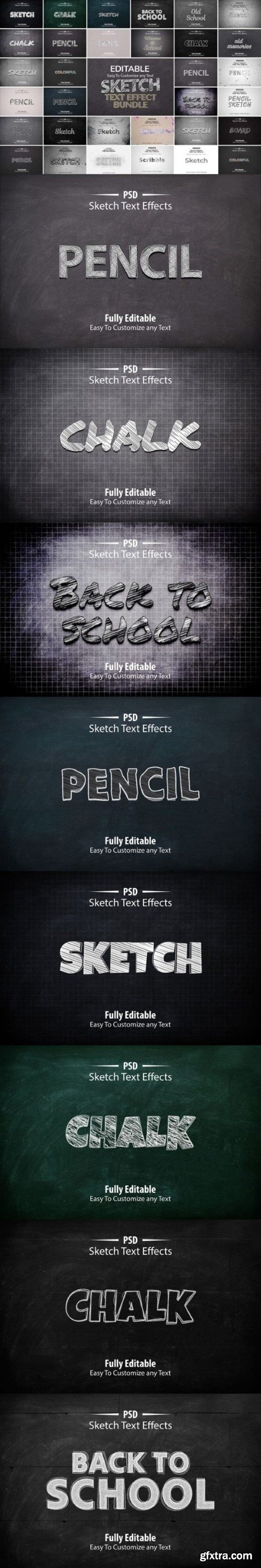 Editable Sketch Text Effect Bundle