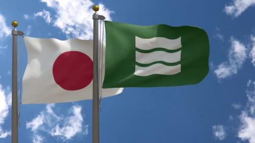 Videohive - Japan Flag Vs Hiroshima City Flag On Flagpole - 47967925 - 47967925