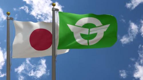 Videohive - Japan Flag Vs Iwate City Flag On Flagpole - 47967928 - 47967928